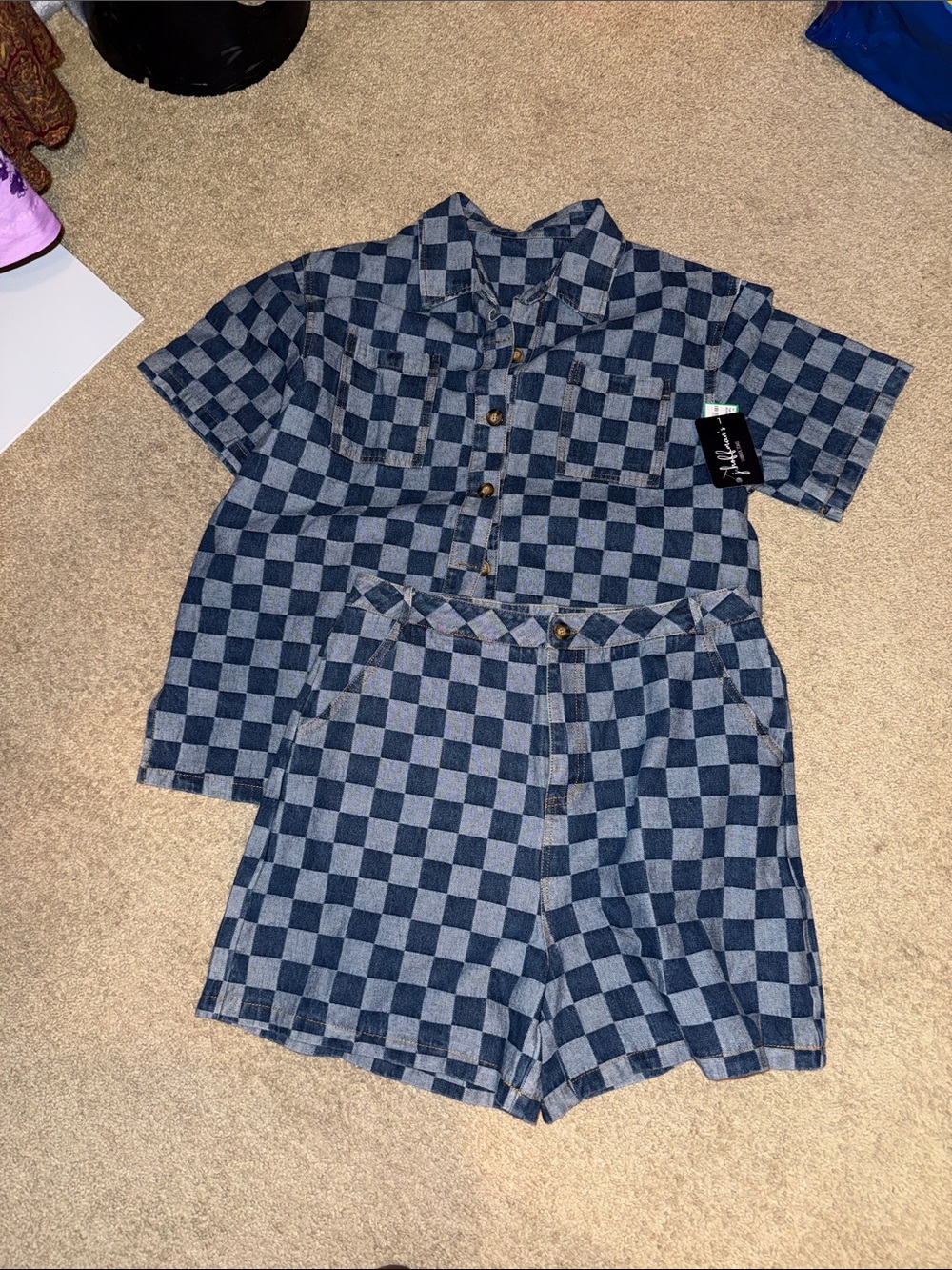 Two piece gingham checkered set